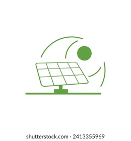 Modern solar power panel with sun on white background
