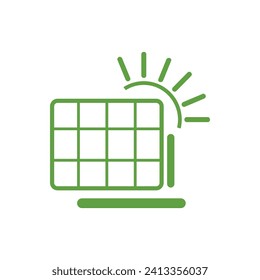 Modern solar power panel with sun on white background