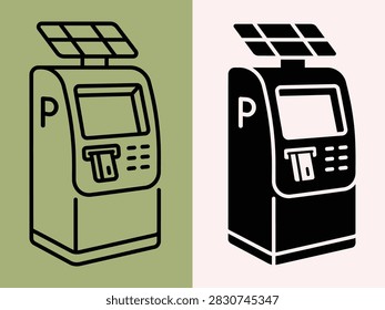 Modern solarpowered parking meter machine for ticket payment with digital display and card slot illustration