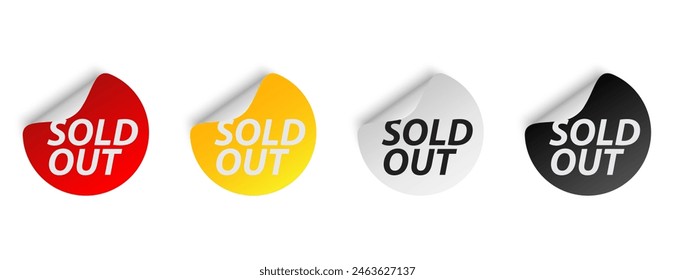 Modern sold out sticker. Sign for shopping, marketing, advertisement, banner and web. Vector illustration..