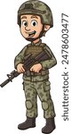 Modern soldier in uniform vector illustration