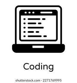 Modern solid style icon of coding, editable vector 