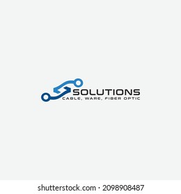 modern solution fiber cable logo vector design template. creative letter S logo vector design illustration for cabling specialist, fiber optic and wire business. 