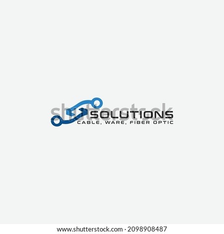 modern solution fiber cable logo vector design template. creative letter S logo vector design illustration for cabling specialist, fiber optic and wire business. 