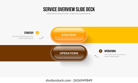 Modern Solution Slide Layout Vector Illustration. Visual Planning 2 Option Infographic Frame Template. Marketing Analysis Two Step Diagram Slideshow Design.