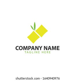 modern and sophisticated bamboo logo with yellow color and the leaf in green color