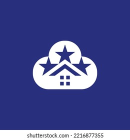 modern and sophisticated cloud star house logo. initial star roof monogram.
