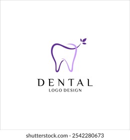 logotipo dental sofisticado moderno, vetor de design de odontologia feminina, ícone dental de folha de flor