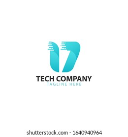 Modern and sophisticated digital style number 17 logo with blue gradient 