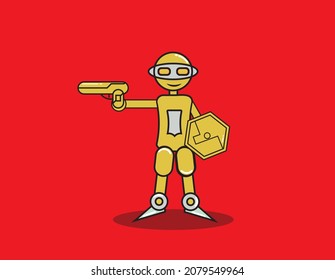 modern and sophisticated guard robot character vector with