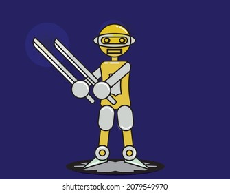 modern and sophisticated guard robot character vector with