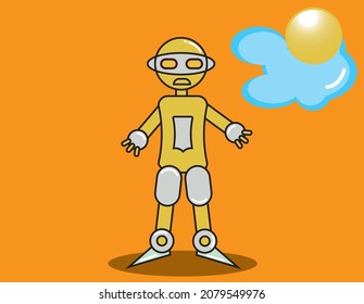 modern and sophisticated guard robot character vector with