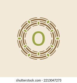 modern and sophisticated letter O nest logo. simple and memorable nest leaf tech circle emblem.