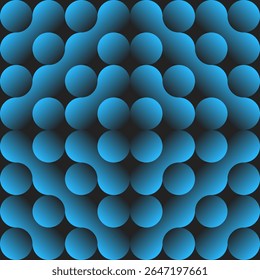 Modern and sophisticated seamless abstract pattern featuring interconnected blue spheres with a 3D volumetric effect. creates a sense of fluidity, network, and technology.