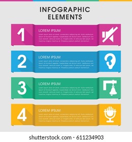 Modern sound infographic template. infographic design with sound icons includes ear, no sound, bell. can be used for presentation, diagram, annual report, web design. 