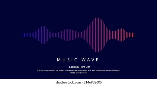Modern sound wave equalizer. Vector illustration on dark background - EPS 10