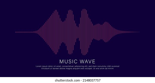 Modern sound wave equalizer. Vector illustration on dark background. Digital dynamic wave abstract background vector artwork - EPS 10