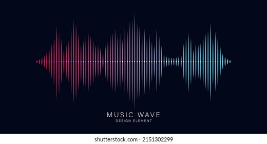 Modern sound wave equalizer. Vector illustration of sound wave pattern element on dark background - EPS 10