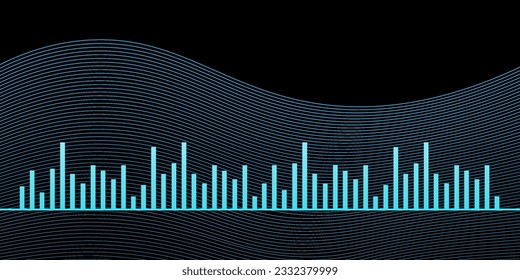 Modern sound wave equalizer.Audio technology, musical pulse. Vector illustration on blue background - EPS 10