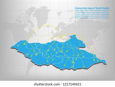 Modern of sout hSudan Map connections network design, Best Internet Concept of sout hSudan map business from concepts series, map point and line composition. Infographic map. Vector Illustration.