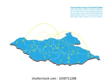 Modern of South Sudan Map connections network design, Best Internet Concept of South Sudan map business from concepts series, map point and line composition. Infographic map. Vector Illustration.