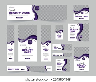 Moderno Spa Beauty Care tamaño estándar banners web set, Business and banner cover head Background para el diseño de sitios web, anuncios de cobertura de medios sociales plantilla de banner de descuento