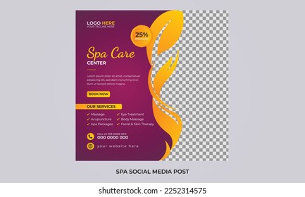 Modern spa beauty center and massage Social media post Square promotion Banner and web internet ads template design.