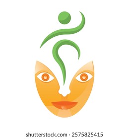 Modern Spa Concept Logo with Abstract Face and Green Design Elements