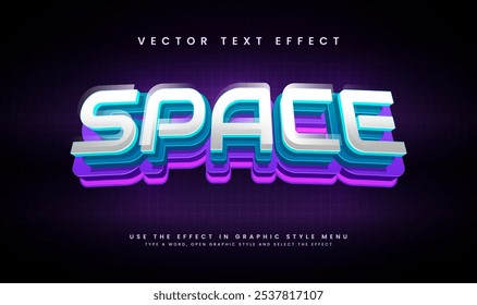 Modern space editable vector text effect, with blue and purple combination color. Suitable for modern technology concept.