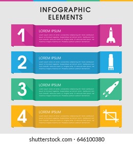 Modern space infographic template. infographic design with space icons includes glue pen, crop. can be used for presentation, diagram, annual report, web design.