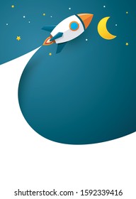 Modern space rocket with flat design
