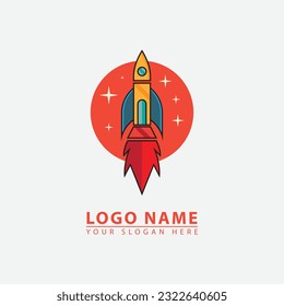 icono del logotipo del cohete espacial moderno. Gráficos vectoriales simples estilo de ilustración plana elegante.