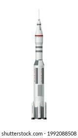 Modern space rocket on white background realistic vector illustration