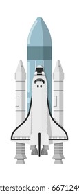 Modern space shuttle isolated icon. Astronautics and space technology object, spacecraft vector illustration in flat design.