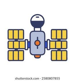 Modern space station orbiting Earth with solar panels