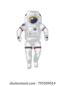 Modern space suit isolated icon. Spaceman equipment, cosmic life support system for universe exploration, astronaut on space mission vector illustration.