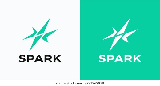 Modern Spark Logo with Dynamic Star Icon in Teal and White