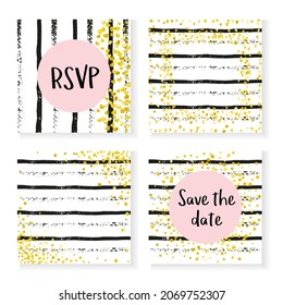 Modern Sparkle. Birthday Concept. Stripe Branding Art. Black Magic Particles. Decorative Wallpaper Set. White Mothers Magazine. Golden Vintage Textile. Stripe Modern Sparkle