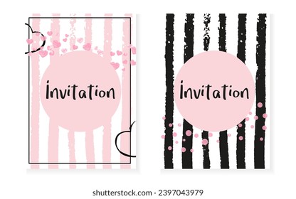 Modern Sparkle. Pink Vintage Frame. Nursery Wallpaper. White Birthday Painting. Hand Drawn Particle Set. Golden Xmas Cover. Stripe Premium Card. Stripe Modern Sparkle