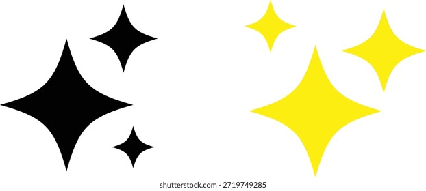 Ilustrações modernas de estrelas cintilantes com estilo de brilho abstrato e bordas vetoriais nítidas, criadas para ênfase visual, destaques de interface, temas mágicos e composições de design elegantes.
