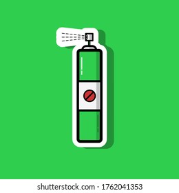Modern spay flat illustration with stop sign and green color, white outline for sticker. Extinguisher icon with shadow and glare. Eps 10 vector