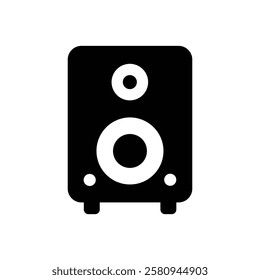 Modern speaker icon. Black modern speaker silhouette vector illustration isolated on white background.