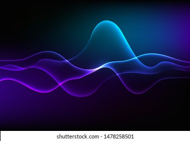 Modern speaking sound waves oscillating dark blue light, Abstract technology background. Vector illustration