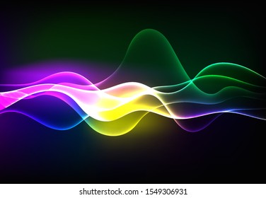 Modern speaking sound waves oscillating dark blue light, Abstract technology background. Vector illustration