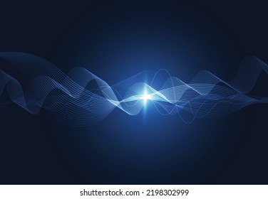 Modern speaking sound waves oscillating dark blue light, Abstract technology background. Vector illustration