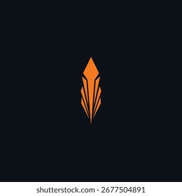 Modernes Speer-Logo-Design mit sauberen geometrischen Linien, minimalistischem Stil und mutiger Symmetrie