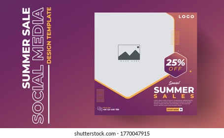 Modern Special Summer Sale Social Media Post Design Template ,  Social Media Banner design Template