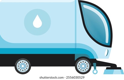 Modern specialized vehicle washing city roads, maintaining hygiene and enhancing urban cleanliness while contributing to the overall sanitation and aesthetics of the environment