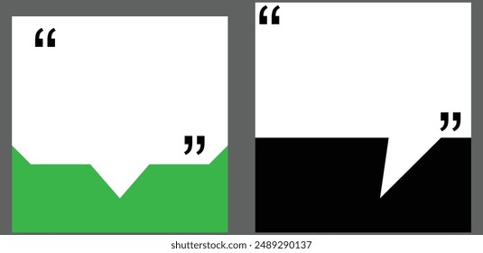 Modern Speech Bubble Quote Template Set. Editable Colorful Motivational and Inspirational Blank Bubble Frame for opportunities with Quotation Marks and Copy Space for Quotes. Isolated Stock Vector