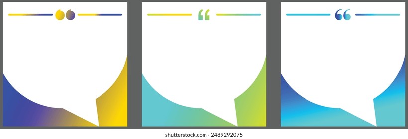 Modern Speech Bubble Quote Template with gradient. Motivational and Inspirational Blank Bubble Frame for opportunities with Quotation Marks and Copy Space for Quotes. Isolated Stock Vector